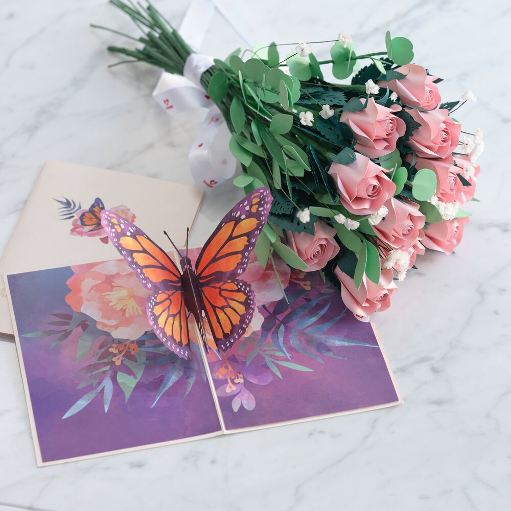 24 Rose Bouquet (Crown, butterflies, message)
