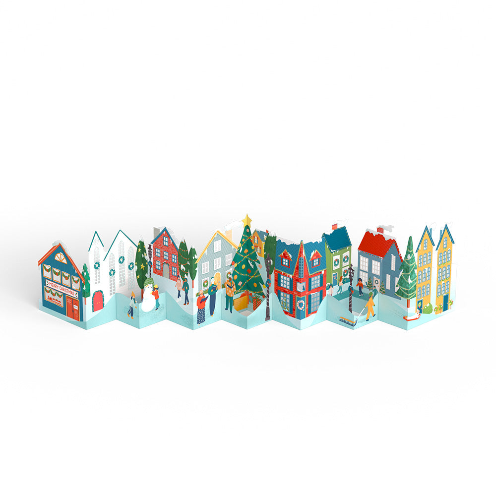 Merry Christmas Village Loooooong Card™ (Expands to 2 feet)