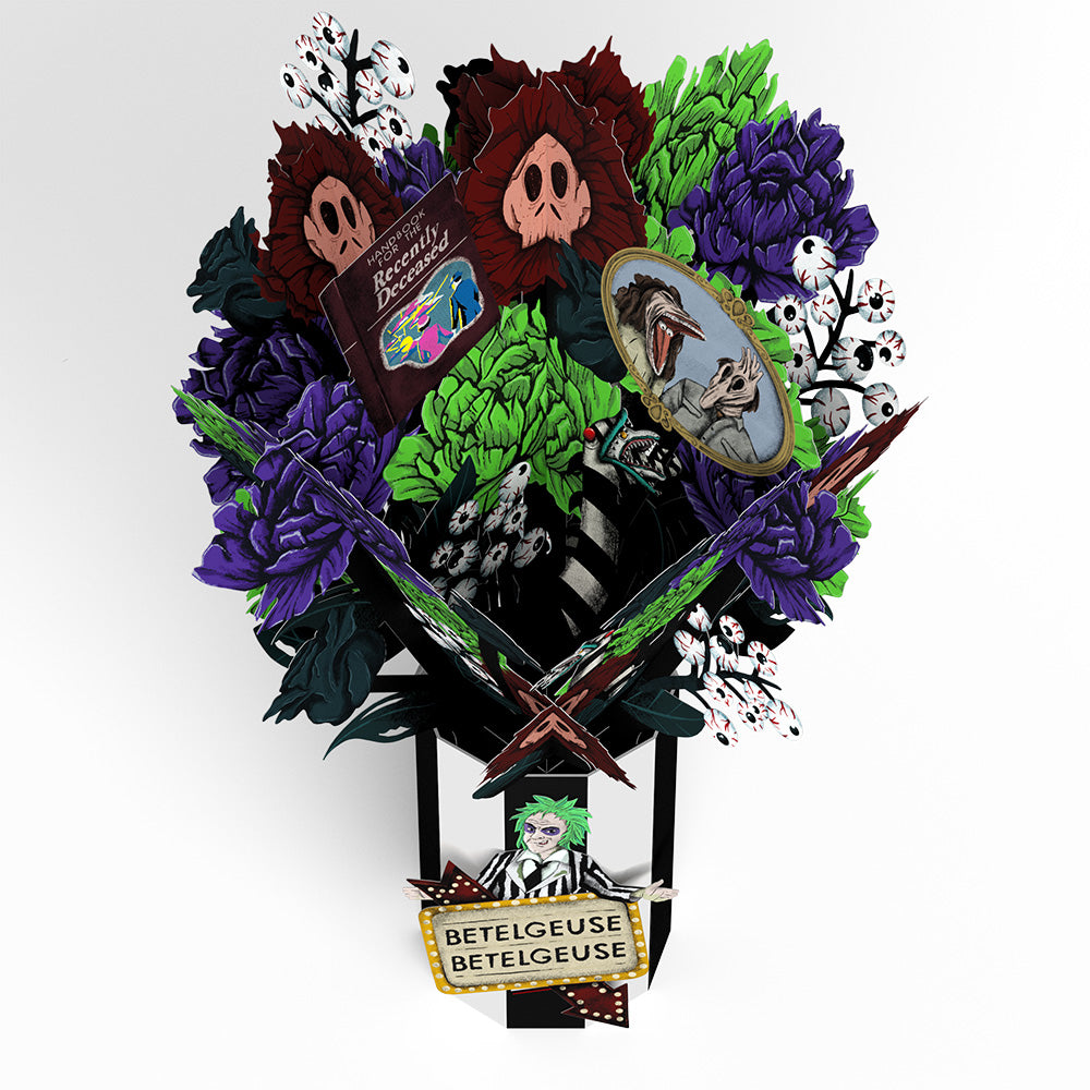 Beetlejuice Birthday Pop-Up Card & Bouquet Bundle