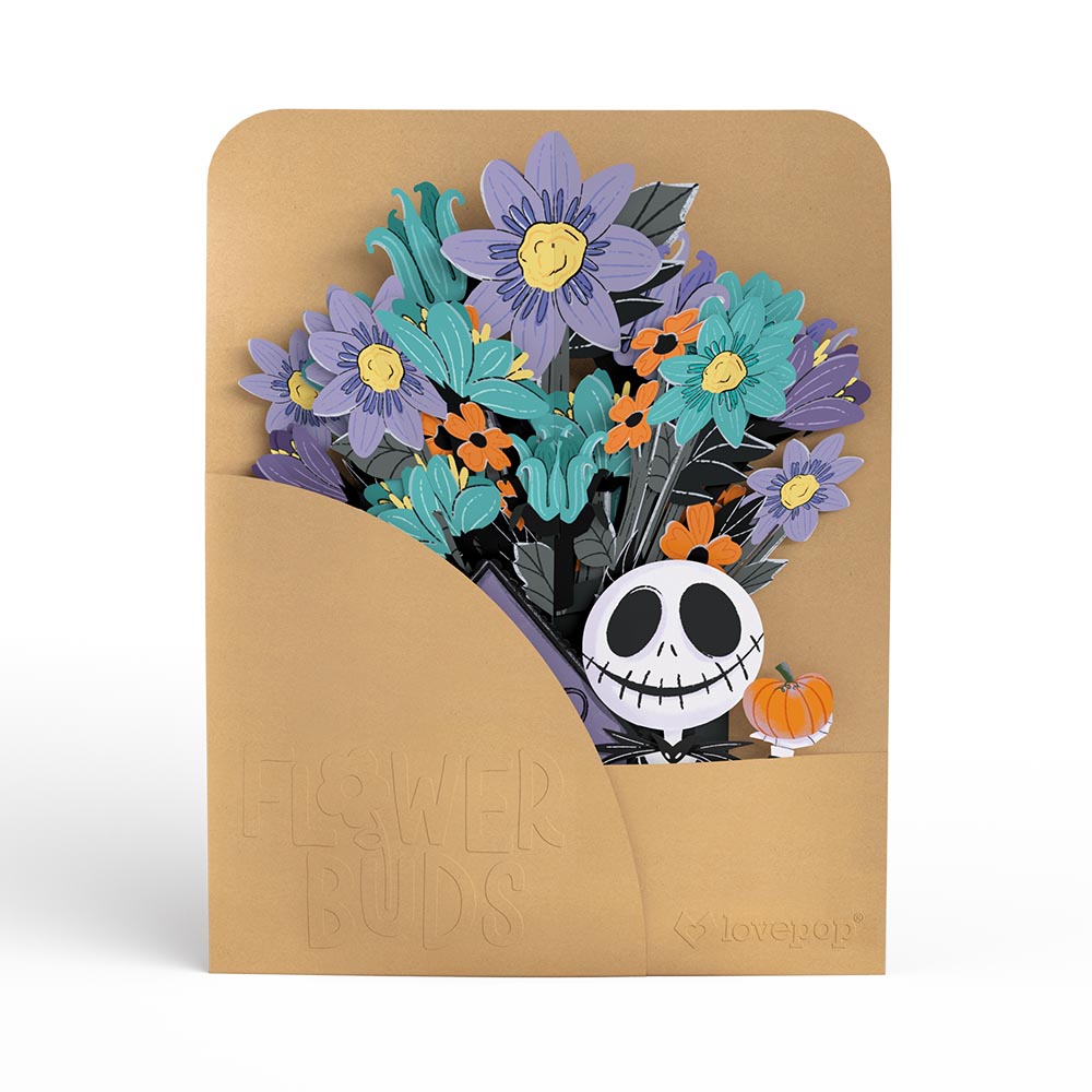 Disney Tim Burton’s The Nightmare Before Christmas Birthday Pop-Up Card & Flower Buds Bouquet Bundle