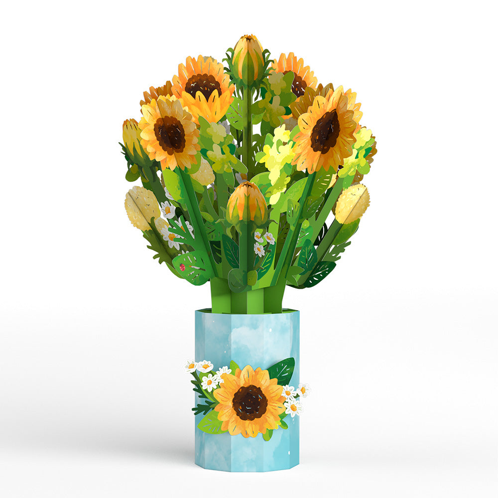 Mother's Day Sunflower Hummingbird Pop-Up Card & Bouquet Bundle