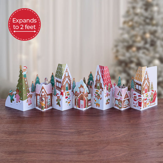 Holiday Gingerbread Village Loooooong Card™ (Expands to 2 feet)