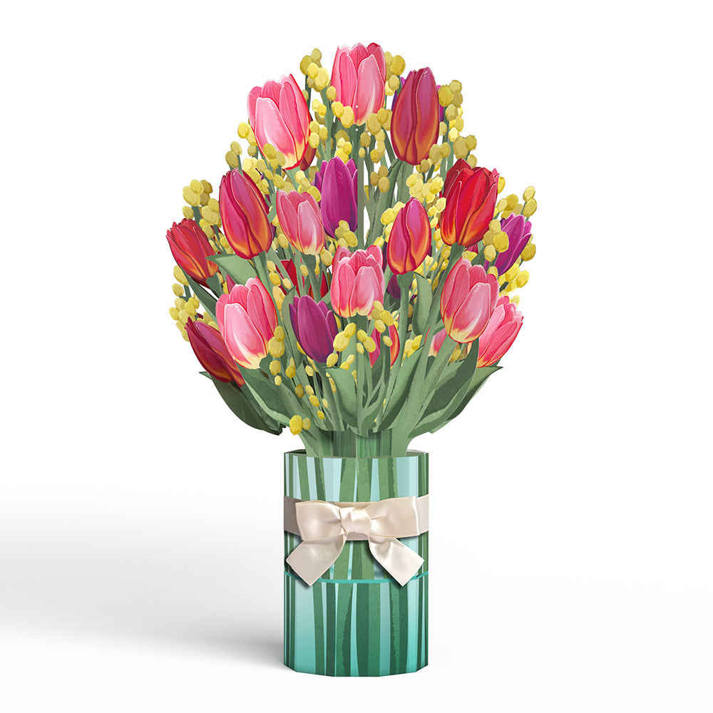 Cheerful Tulips Suncatcher Card & Pop-Up Bouquet Bundle