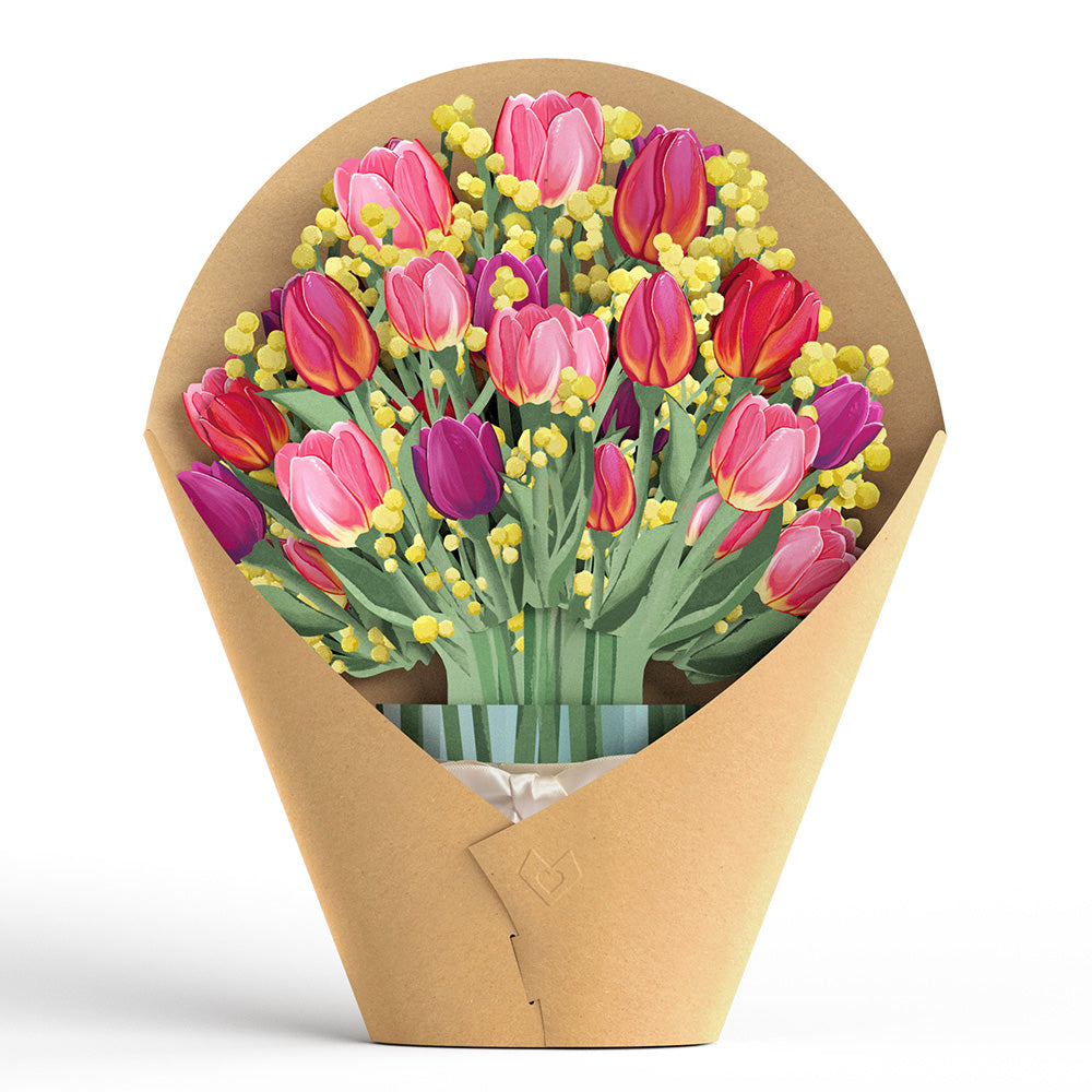 Cheerful Tulips Suncatcher Card & Pop-Up Bouquet Bundle