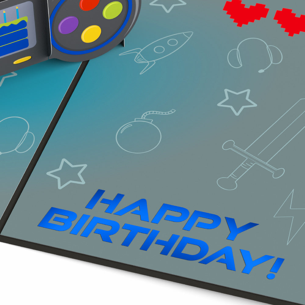 Leveled Up Gamer Birthday Pop-Up Card