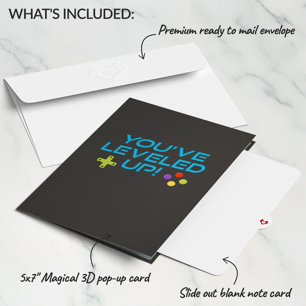 Leveled Up Gamer Birthday Pop-Up Card