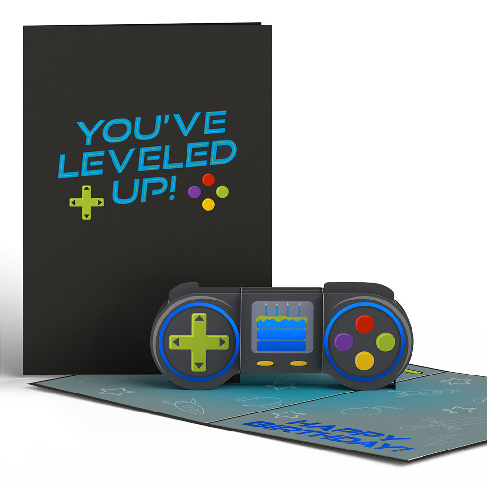 Leveled Up Gamer Birthday Pop-Up Card