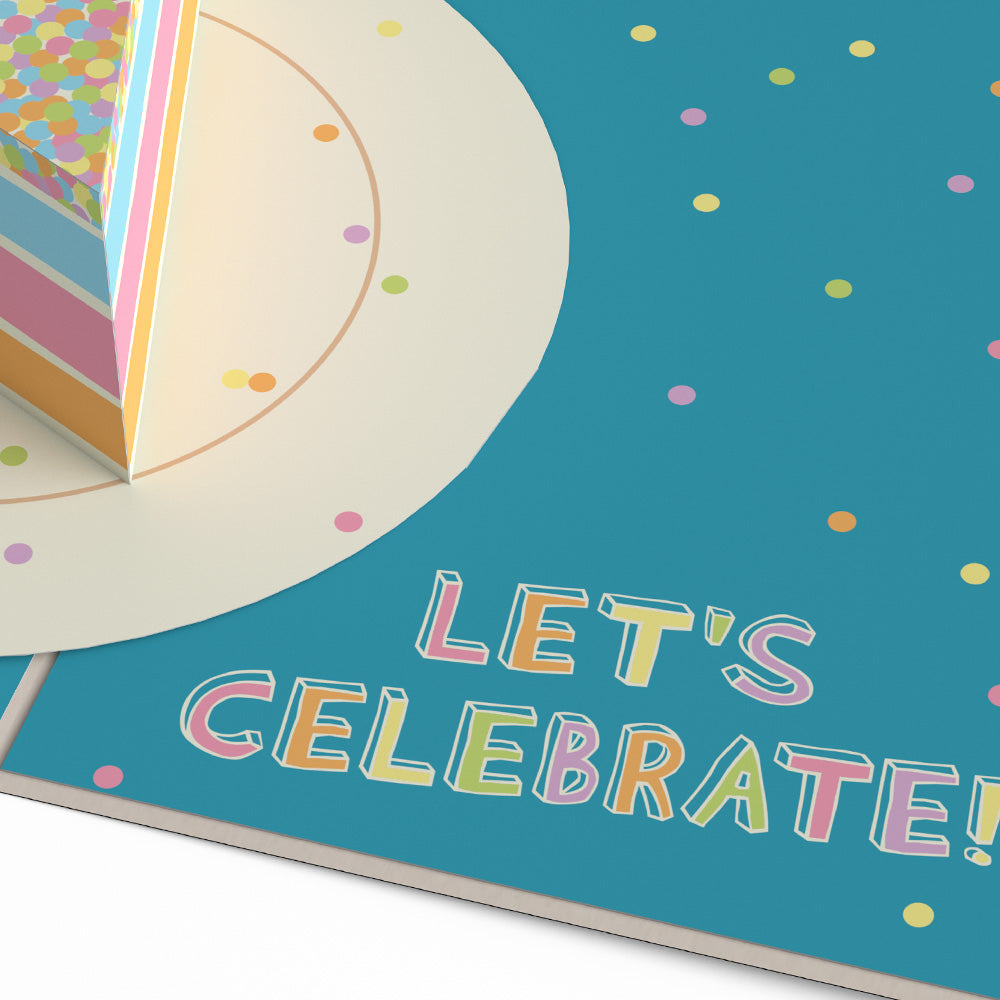 Confetti Birthday Cake Slice Pop-Up Card