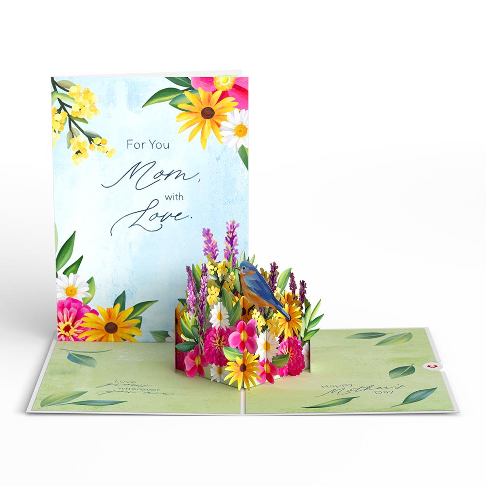 For Mom with Love Pop-Up Card & Bouquet Bundle