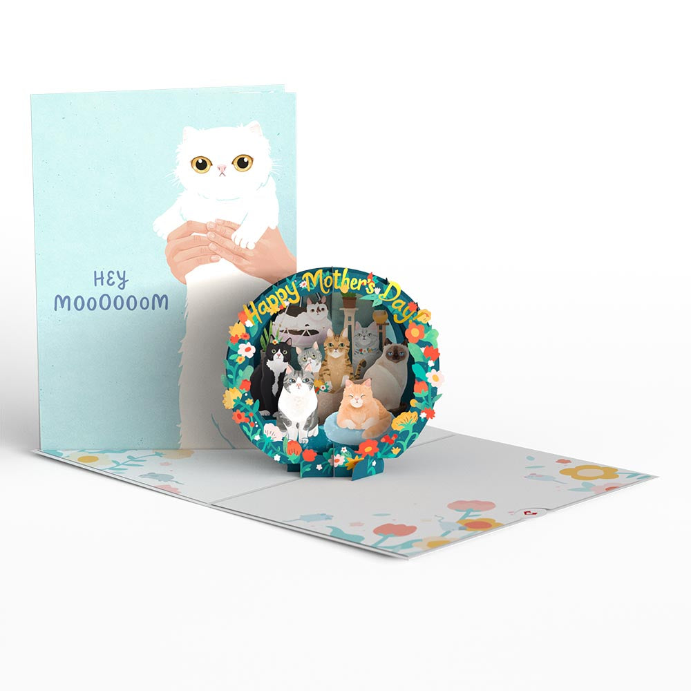 Mother's Day Cat Mom Pop-Up Card & Bouquet Bundle