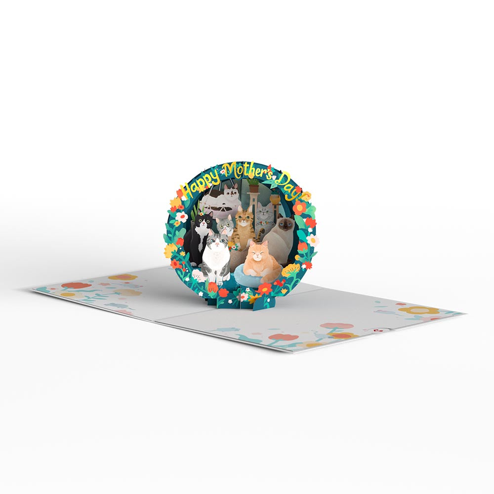 Mother's Day Cat Mom Pop-Up Card & Bouquet Bundle