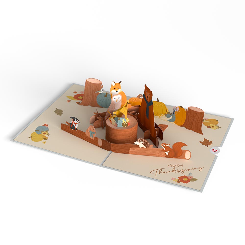 Woodland Harvest Thanksgiving Animals Pop-Up Card