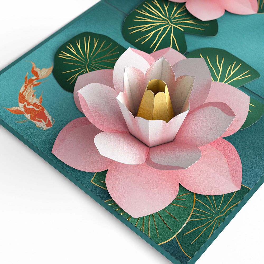 Koi Fish and Lotus Birthday Pop-Up Card and Sentiment Set for Granddaughter