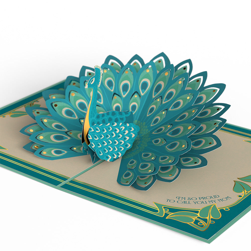 Art Deco Mother's Day Peacock Pop-Up Card