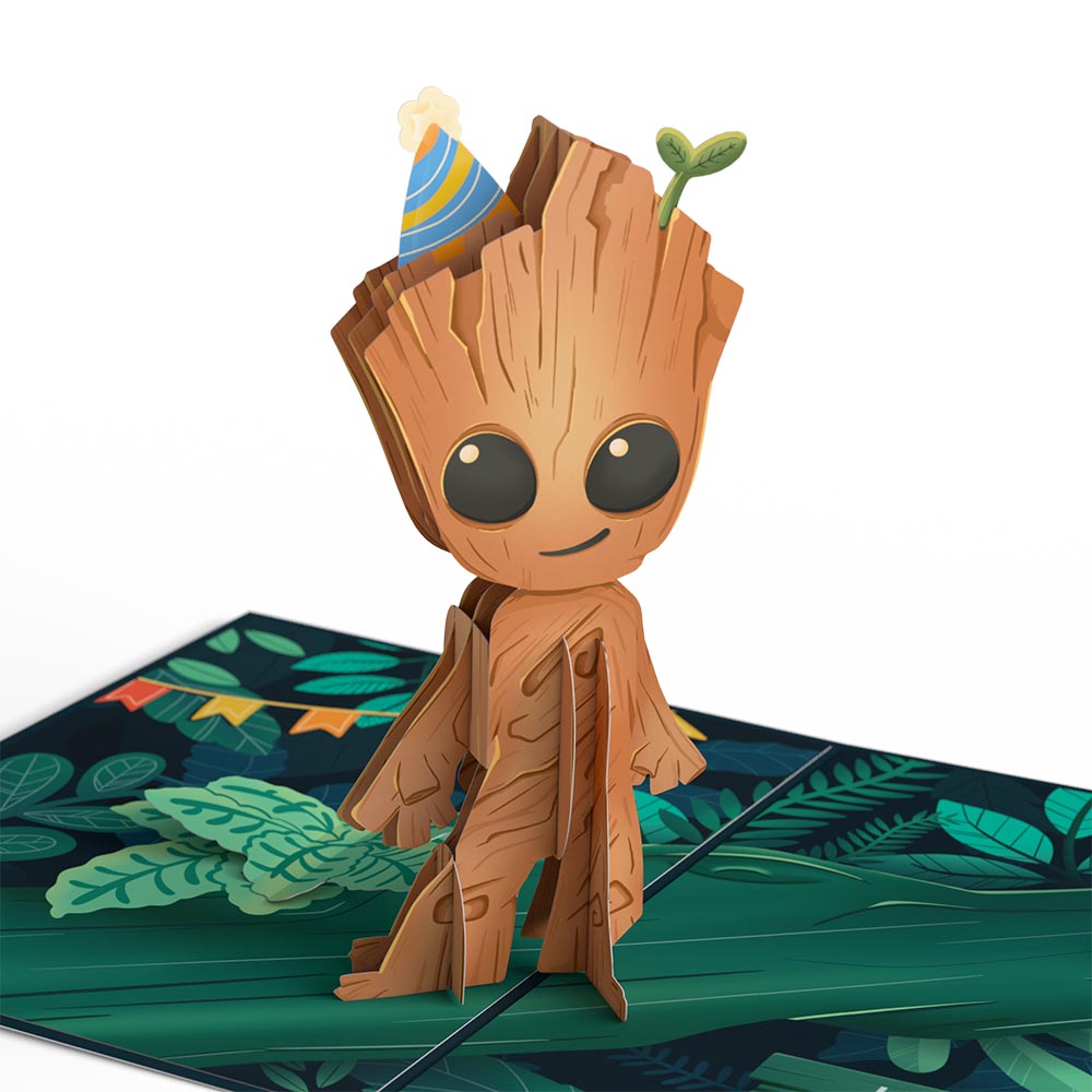 Marvel's Guardians of the Galaxy Groot Birthday Pop-Up Card & Flower Buds Bouquet Bundle