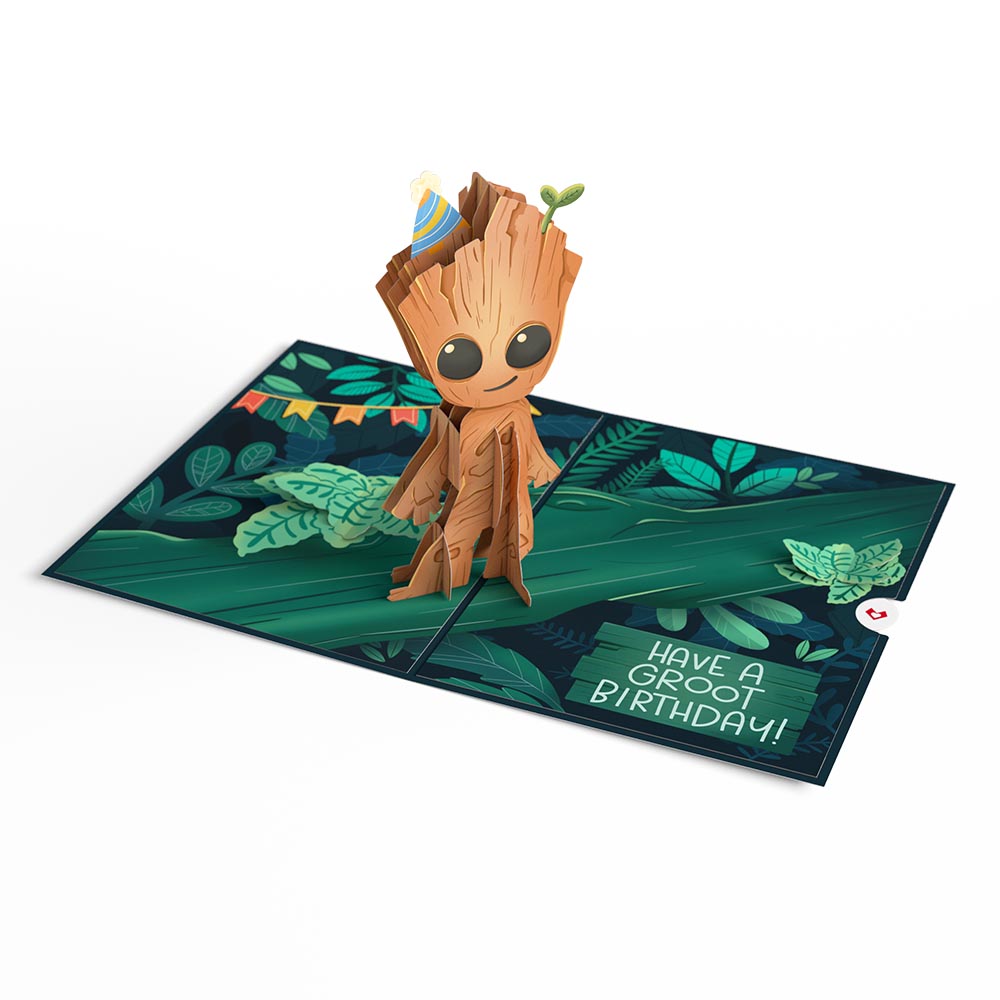 Marvel's Guardians of the Galaxy Groot Birthday Pop-Up Card & Flower Buds Bouquet Bundle