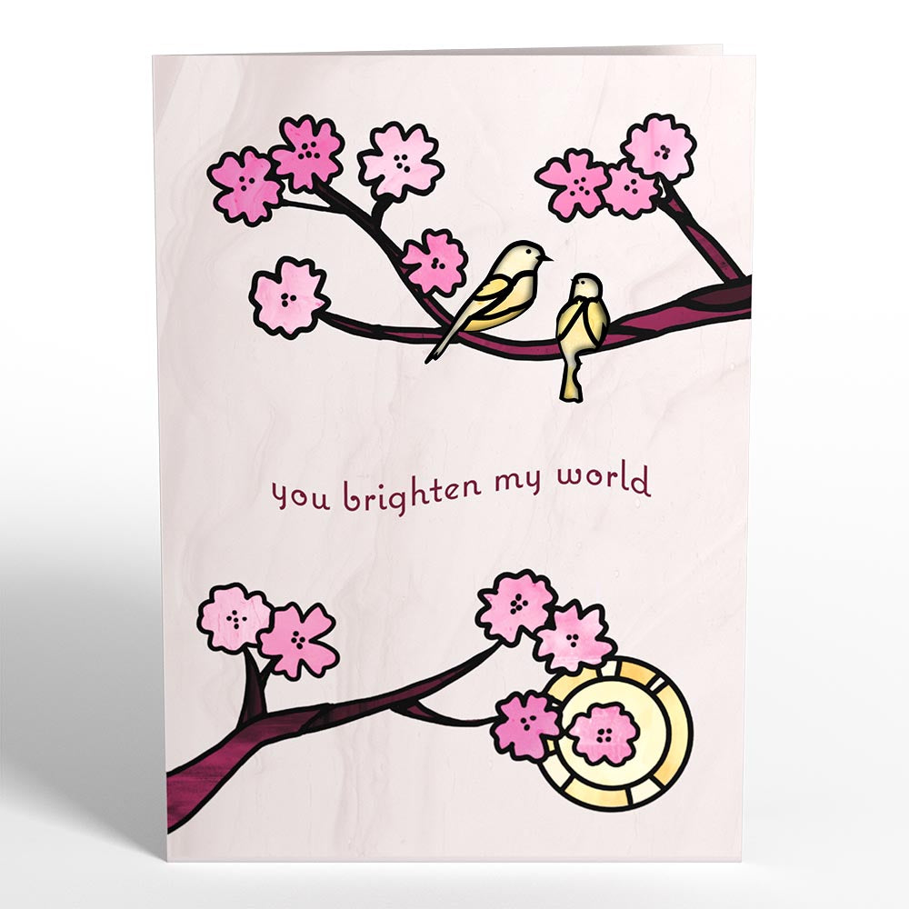 You Brighten My World Birds Suncatcher Card & Pop-Up Bouquet Bundle