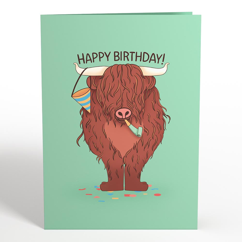 Highland Cow Birthday Pop-Up Card