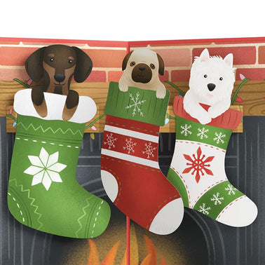 Christmas Dog Stockings Pop-Up Card