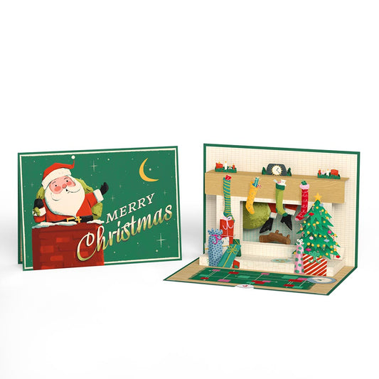 Santa Down the Chimney Christmas Pop-Up Card