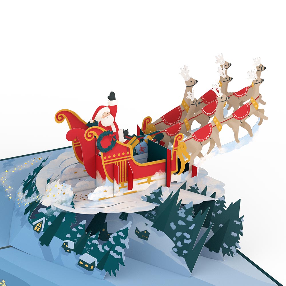 Night Sky Santa Sleigh Pop-Up Card