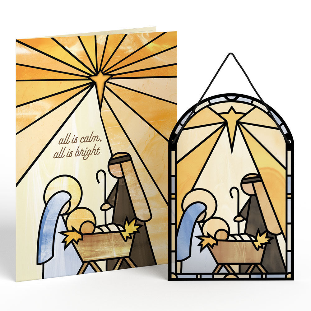 All Is Calm Nativity Suncatcher Card