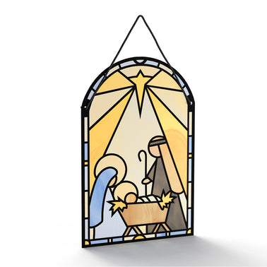 All Is Calm Nativity Suncatcher Card