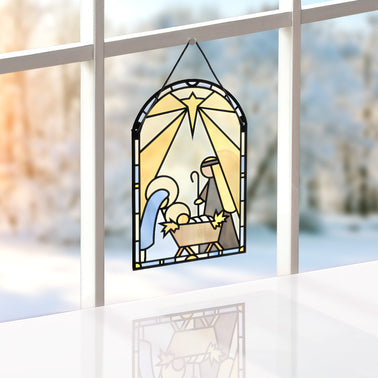 All Is Calm Nativity Suncatcher Card