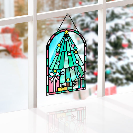 Merry Christmas Tree Suncatcher Card