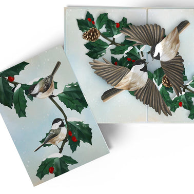 Winter Chickadees Pop-Up Card