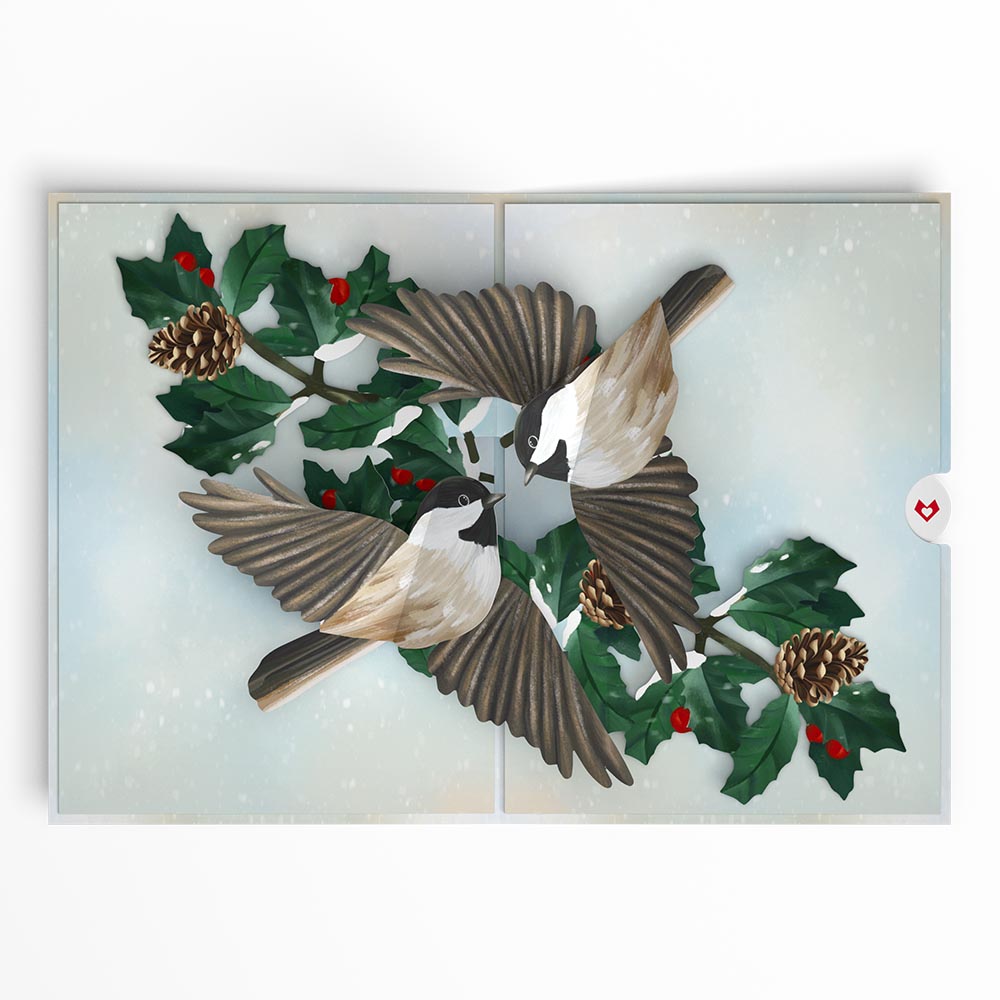 Winter Chickadees Pop-Up Card