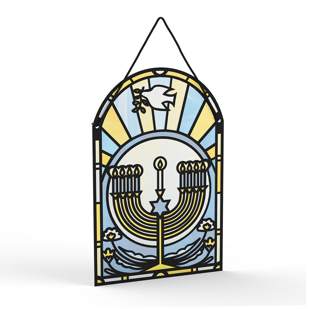 Happy Hanukkah Menorah Suncatcher Card