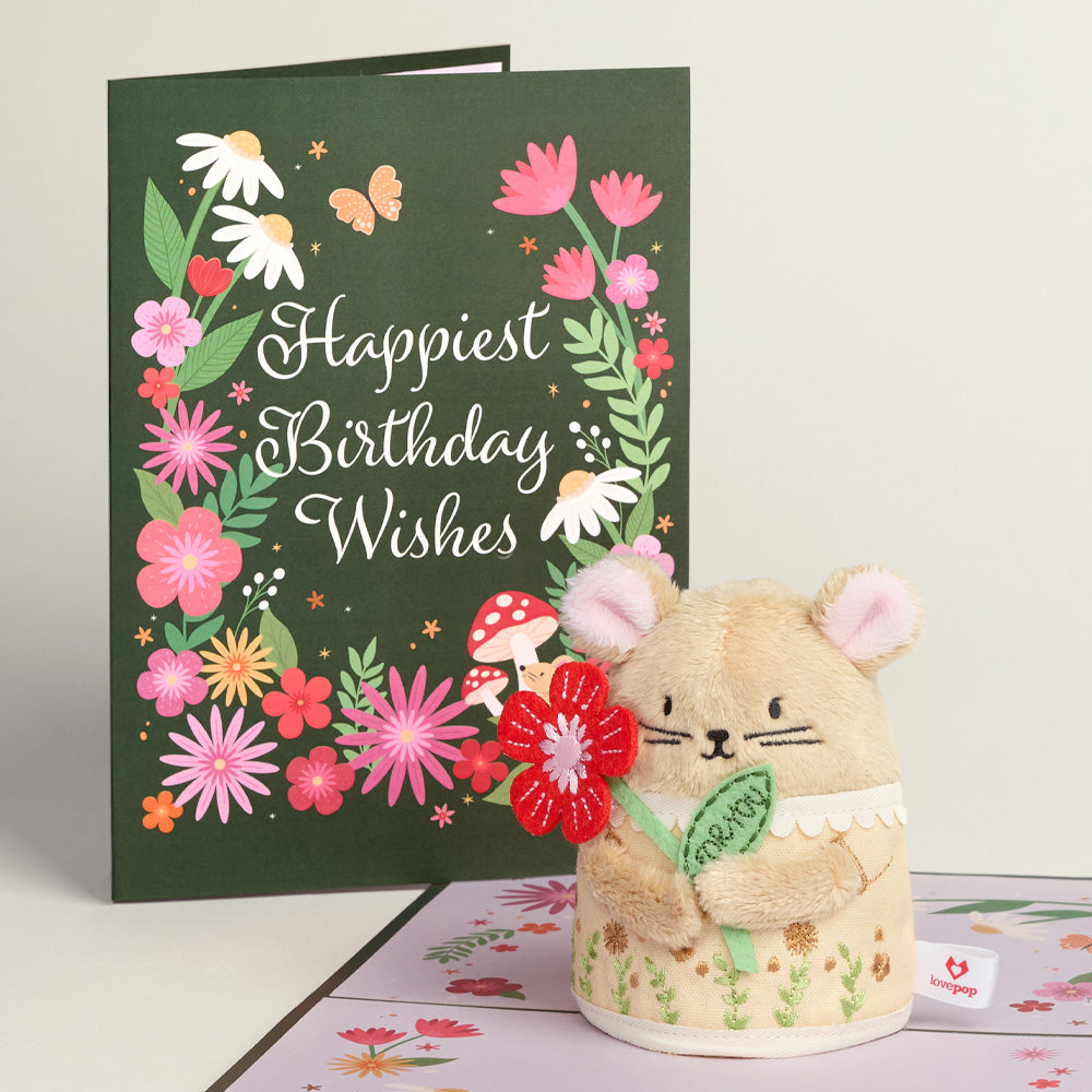 'Happiest Birthday Wishes' Plushpop Card and Bouquet Bundle