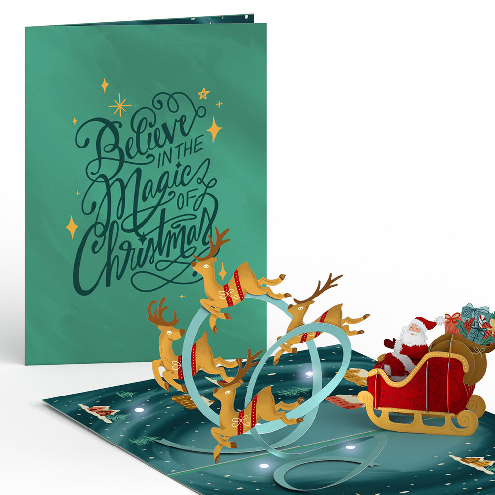 Magic of Christmas Santa's Sleigh Light-Up Pop-Up Card