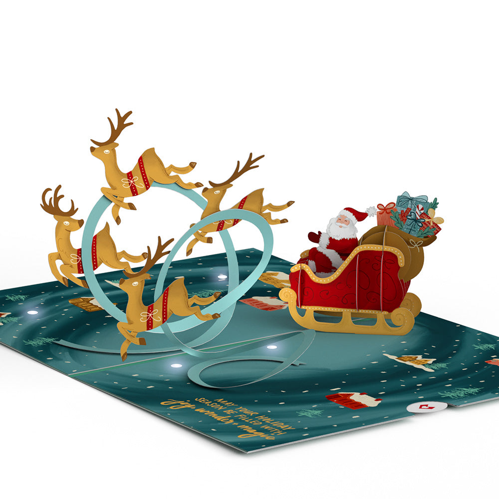 Magic of Christmas Santa's Sleigh Light-Up Pop-Up Card