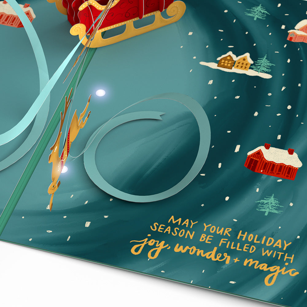 Magic of Christmas Santa's Sleigh Light-Up Pop-Up Card