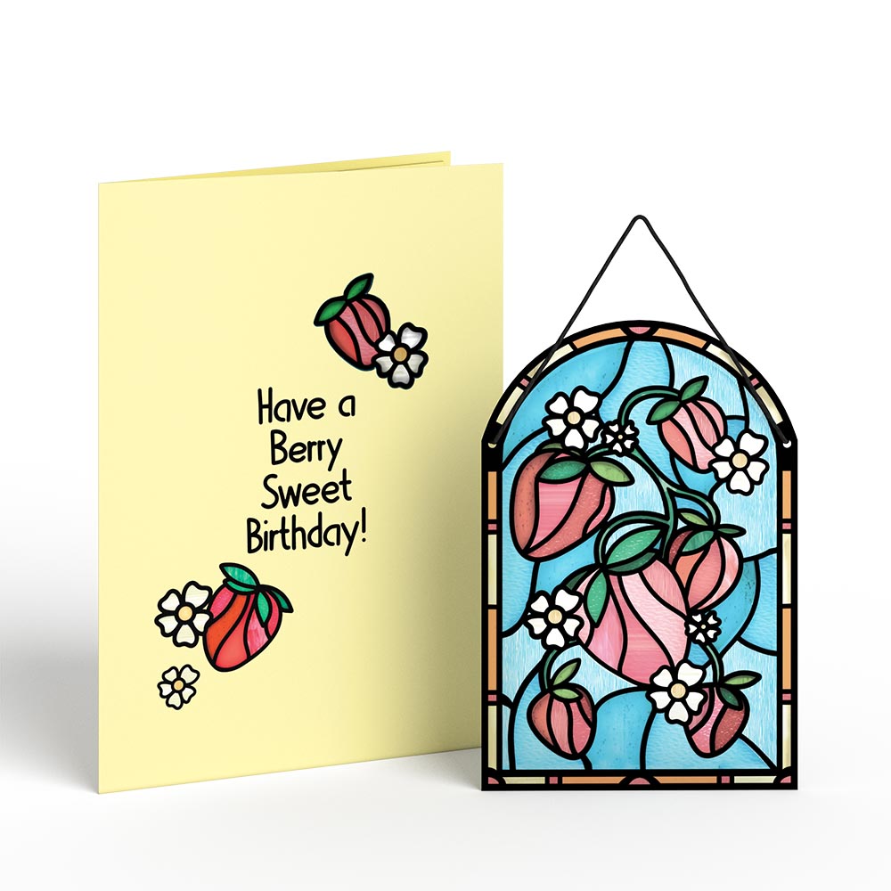 Berry Sweet Birthday Suncatcher Card & Pop-Up Bouquet Bundle