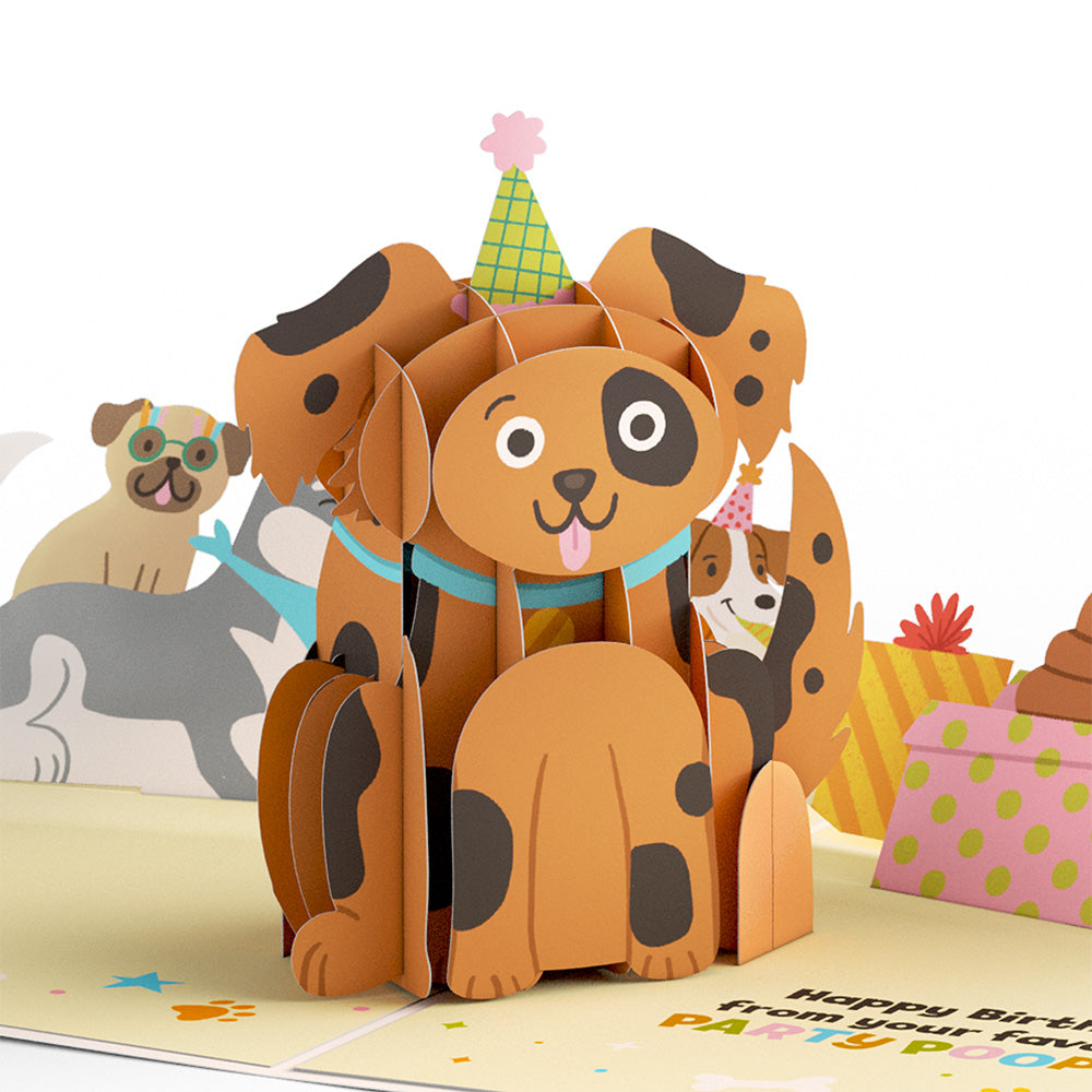 Happy Birthday from Your Favorite Party Pooper Dog Pop-Up Card