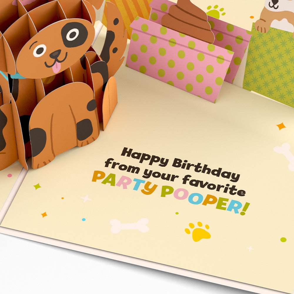 Happy Birthday from Your Favorite Party Pooper Dog Pop-Up Card