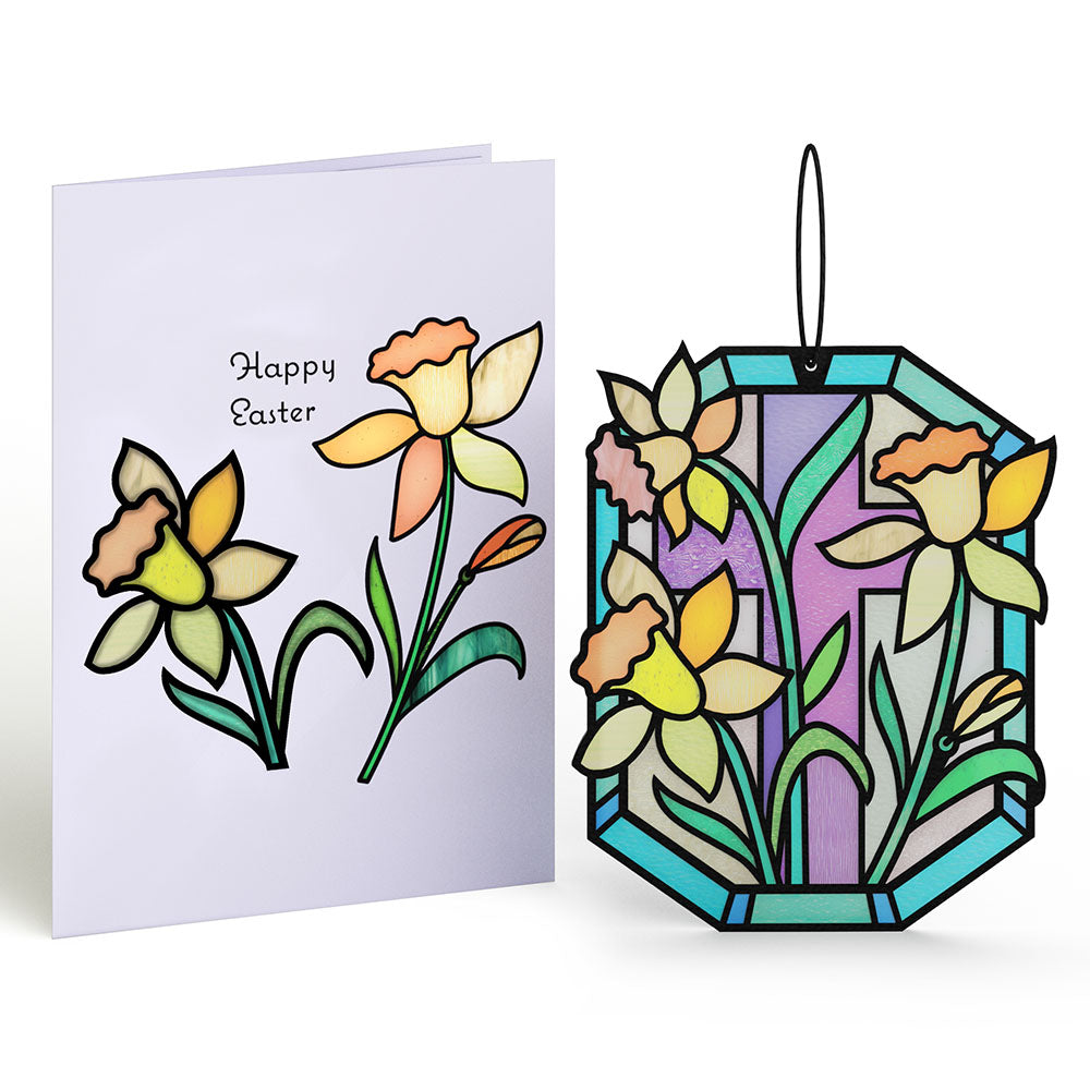 Happy Easter Daffodil Suncatcher Card