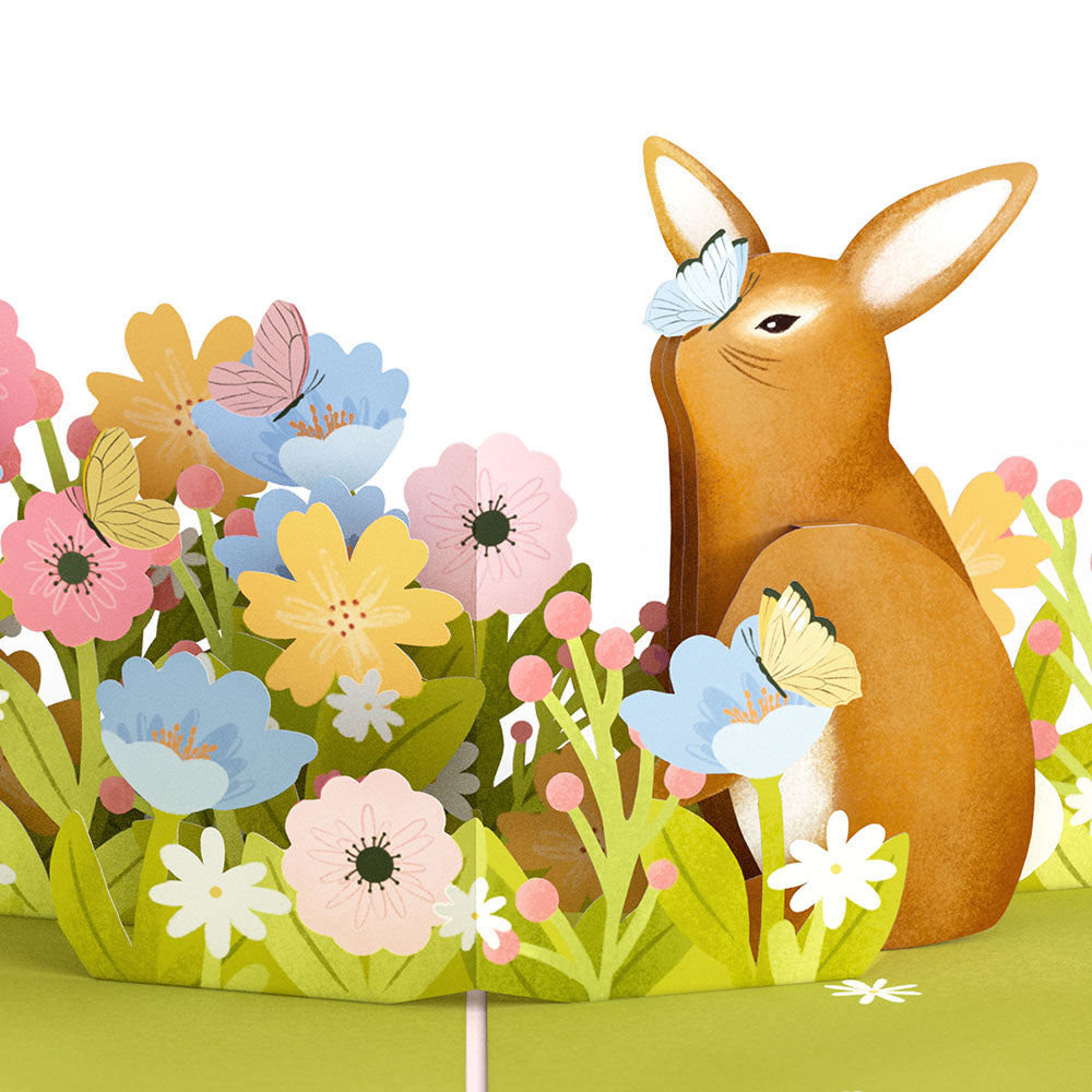 Happy Easter Bunny Amid the Blossoms Pop-Up Card