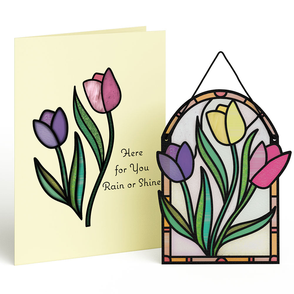 Here for You Tulips Suncatcher Card