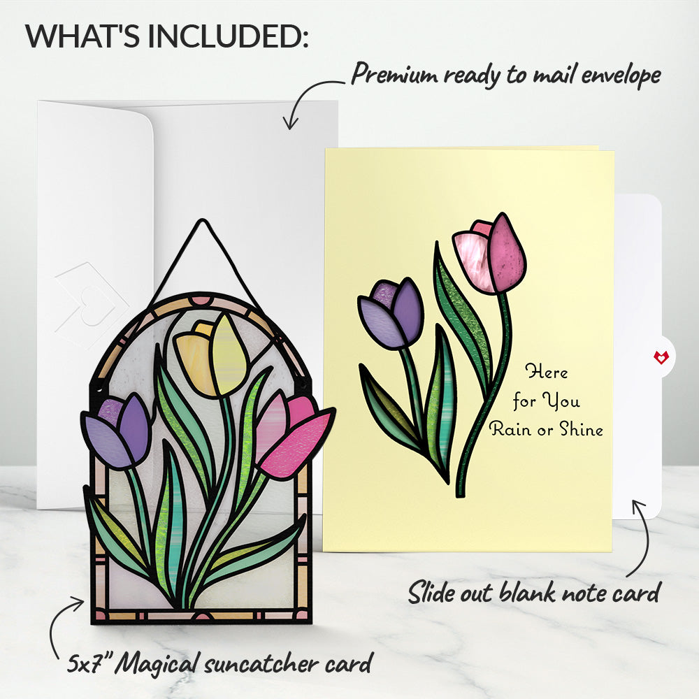 Here for You Tulips Suncatcher Card