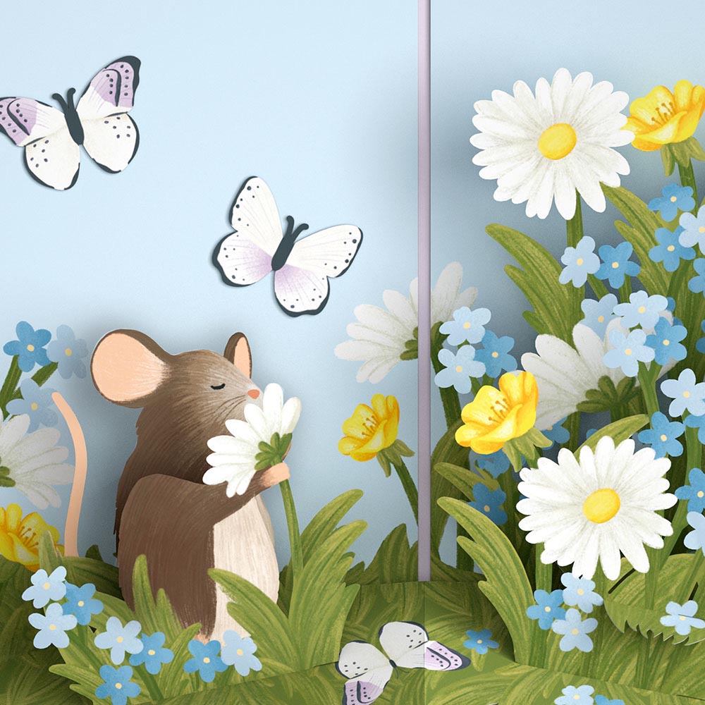 Field Mouse in the Flowers Pop-Up Card