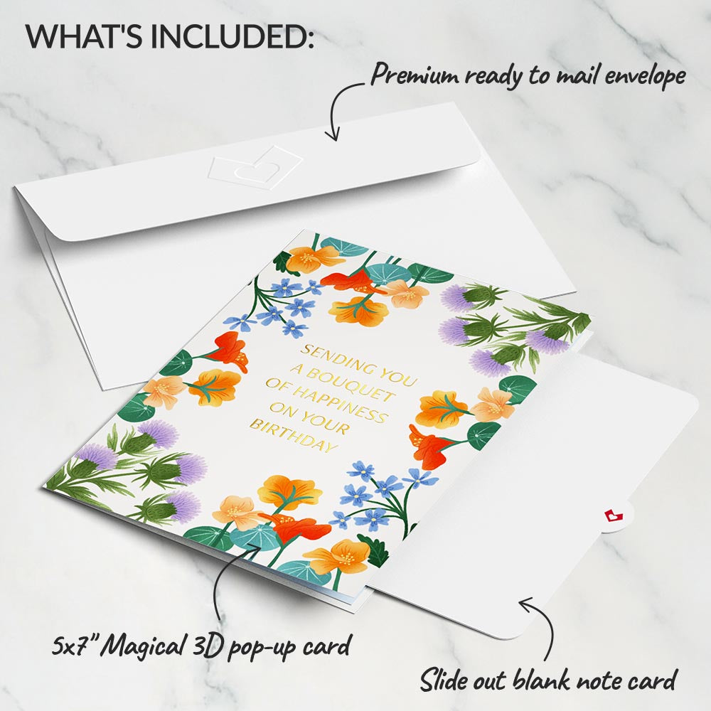 Birthday Bouquet of Happiness Pop-Up Card