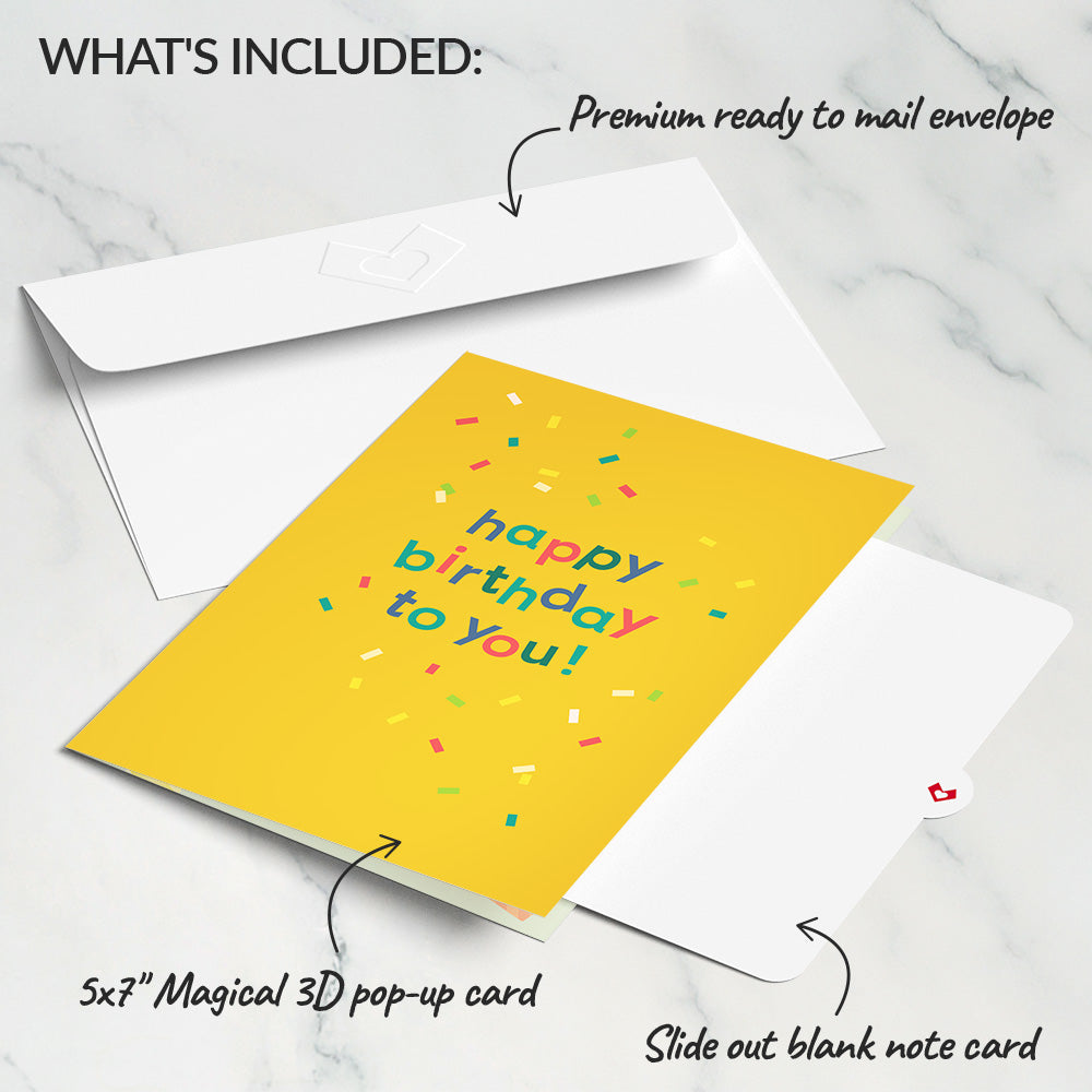 Happy Birthday Confetti Cake Music and Lights Pop-Up Card