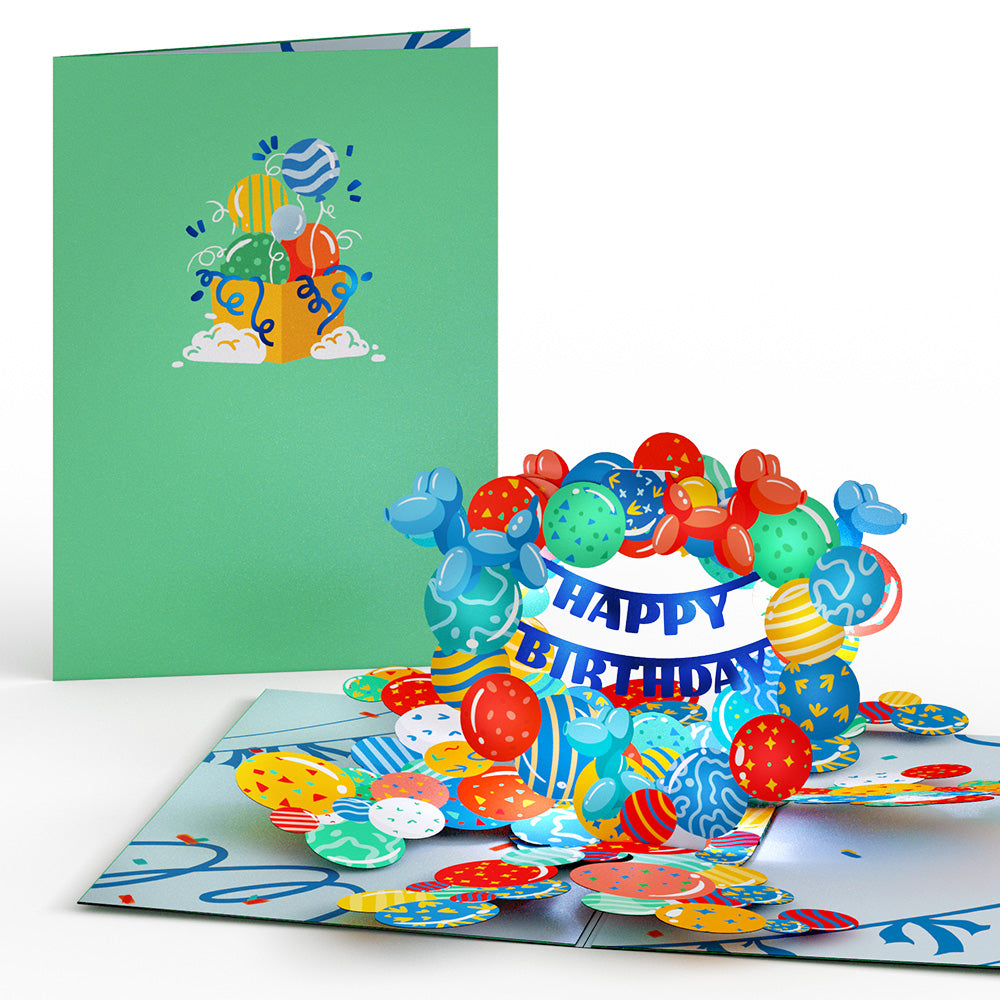 Happy Birthday Balloons Music and Lights Pop-Up Card