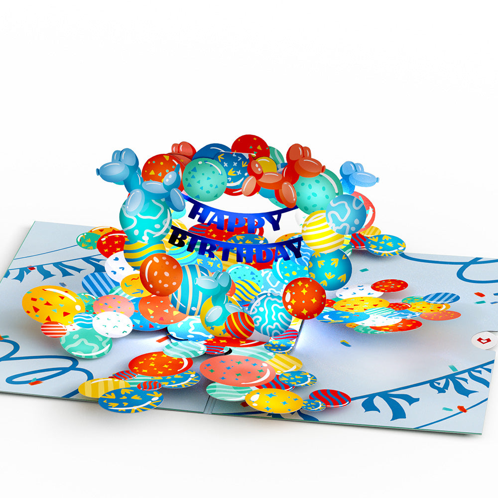 Happy Birthday Balloons Music and Lights Pop-Up Card