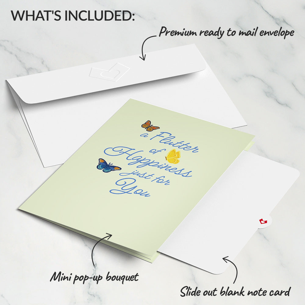 Flutter of Happiness Card with Mini Bouquet