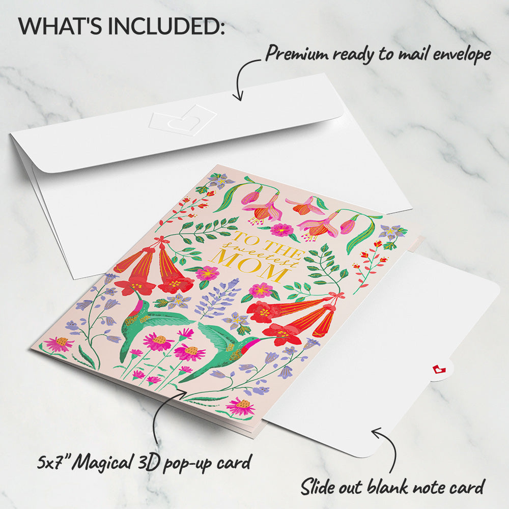 Sweetest Mom Hummingbird Pop-Up Card